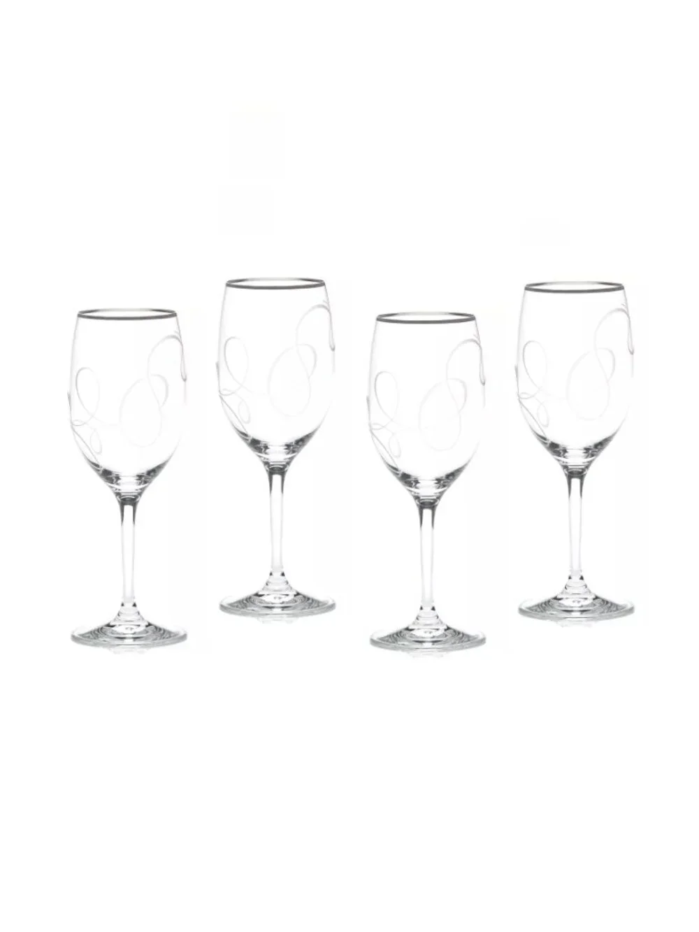 new w/ tags Boxed Set of 4 Mikasa Love Story Platinum 11.75 oz Wine Glasses